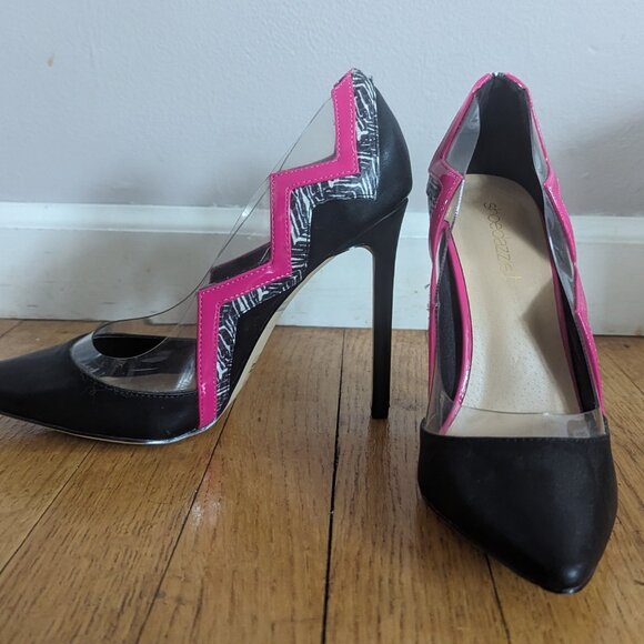 Black and Pink ZigZag heels - Picture 2 of 2